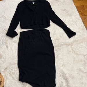 Isabel Maternity Black Ribbed Set, M
